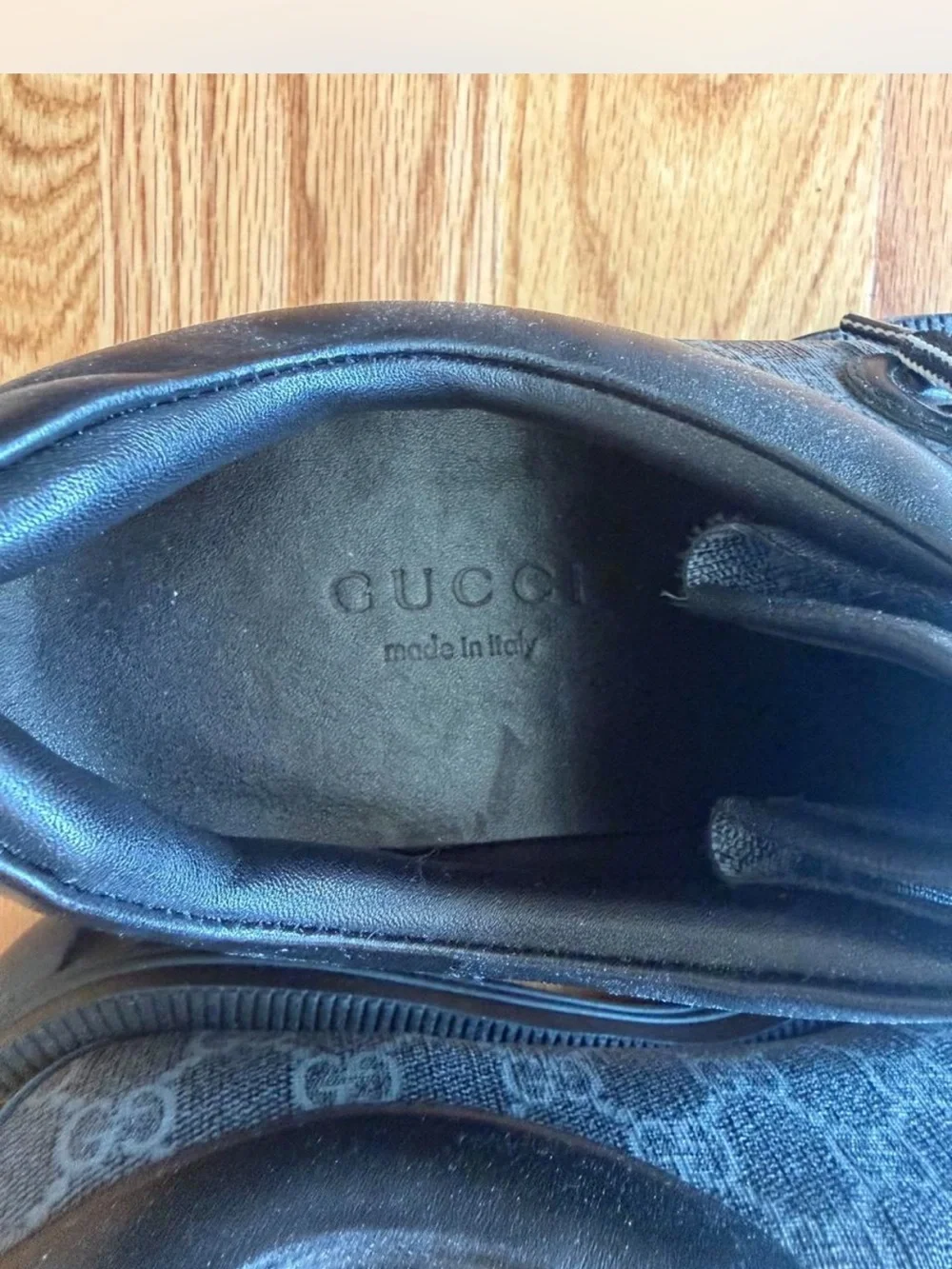 Gucci Men's Black GG Logo Lace-Up Sneakers